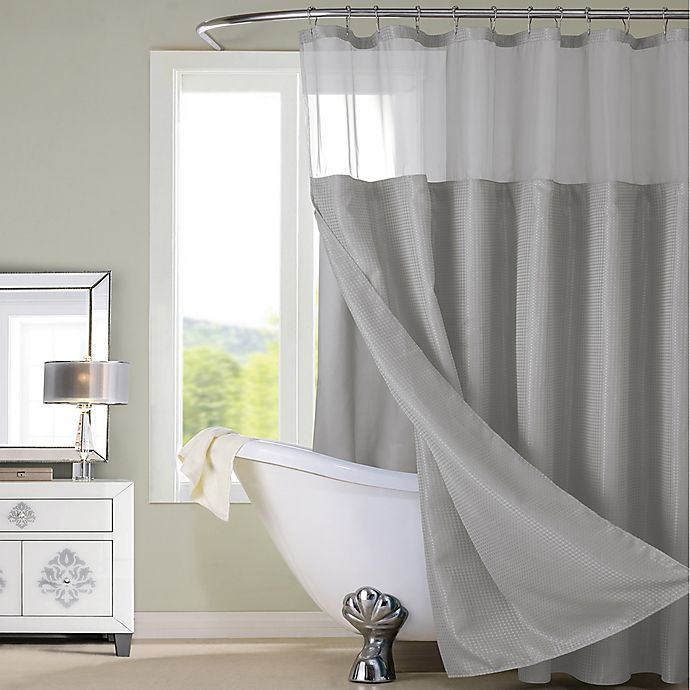 Dainty Home 70-Inch x 72-Inch Waffle Shower Curtain and Liner Set in Grey
