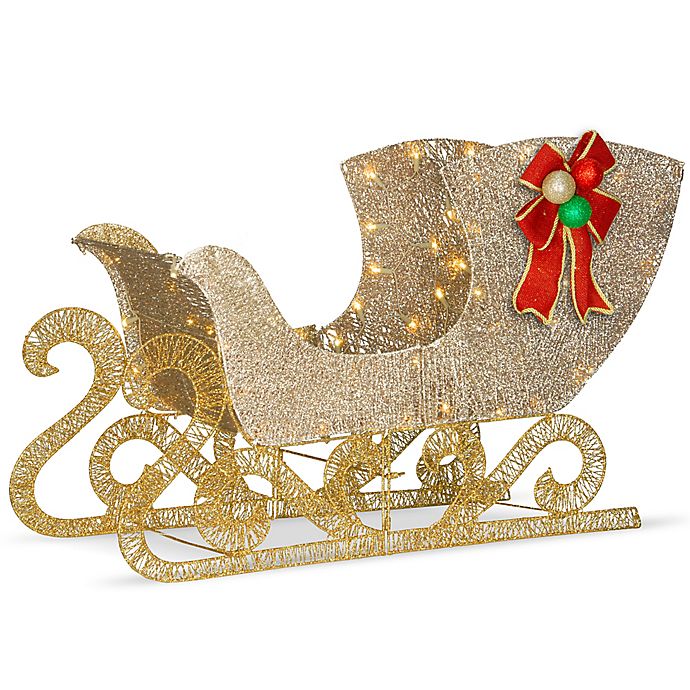 28 cm Walking Santa in Sleigh with Bears/ Colourful LED Lights Decoration 