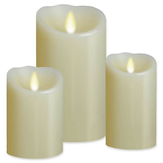 Luminara® Real-Flame Effect Pillar Candle in Ivory