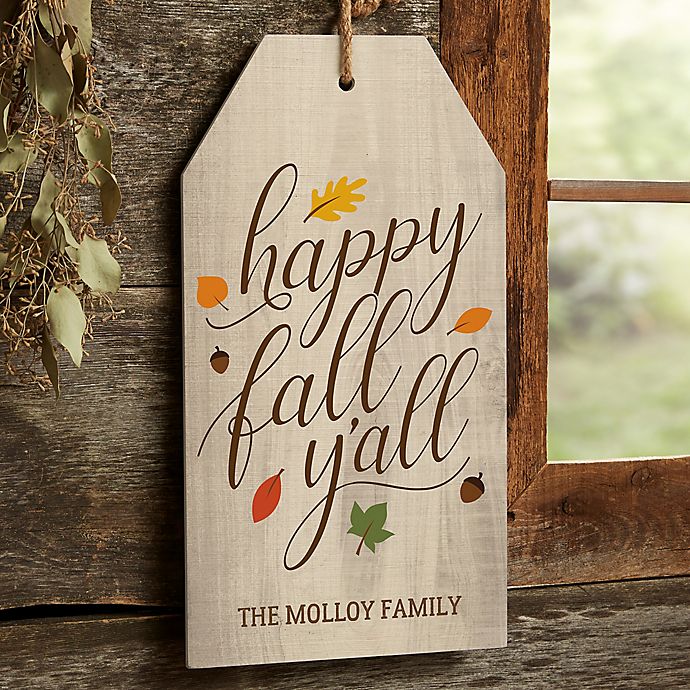 Happy Fall Y'all 17-Inch x 9.5-Inch Wood Wall Tag