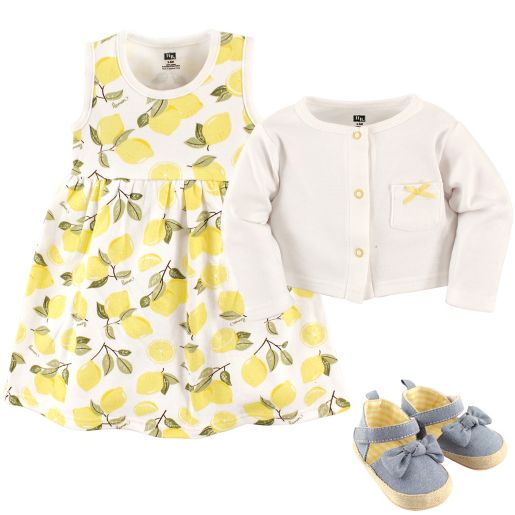 Hudson Baby 4 Piece Lemons Dress Cardigan And Shoe Set In Yellow Buybuy Baby