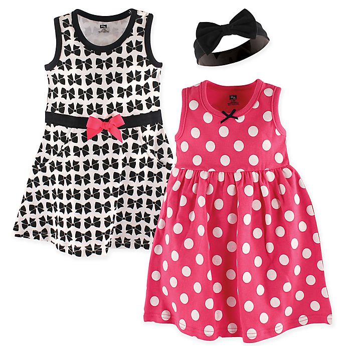 Hudson Baby® 3-Piece Bows Dress and Headband Set
