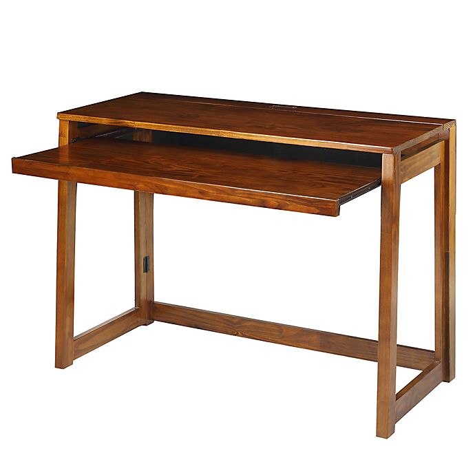 Casual Home Folding Desk with USB Ports in Brown