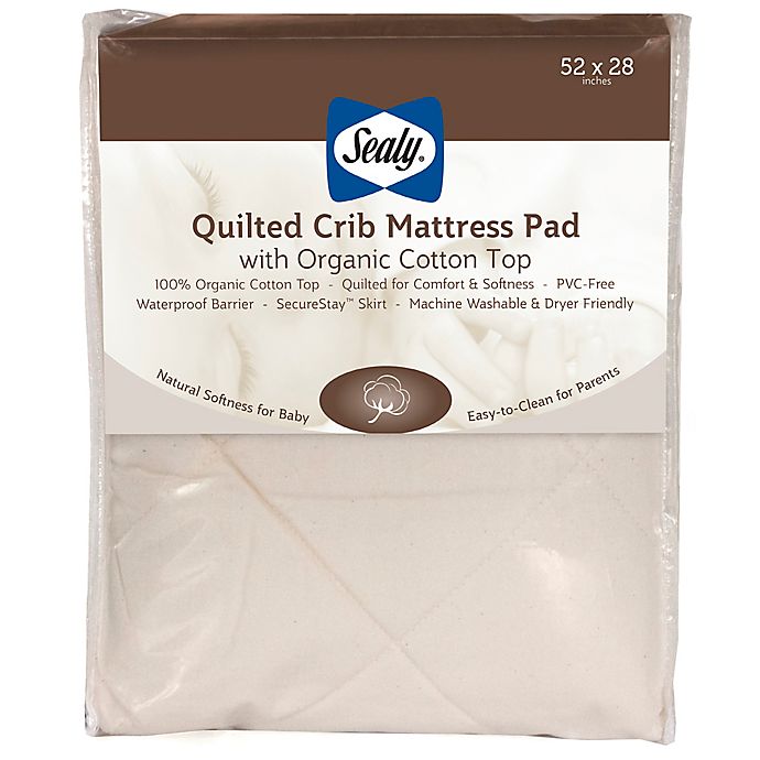 Sealy® Quilted Crib Mattress Pad with Allergy Protection Organic Cotton Top