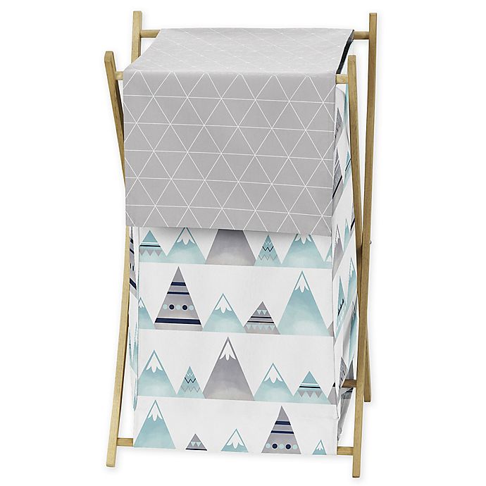 Sweet Jojo Designs Mountains Laundry Hamper in Grey/Aqua