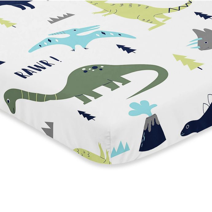 Sweet Jojo Designs Mod Dinosaur Fitted Mini-Crib Sheet | Bed Bath & Beyond