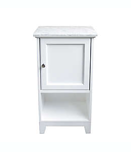 Mueble organizador de MDF para baño con cubierta de mármol de Carrara color blanco