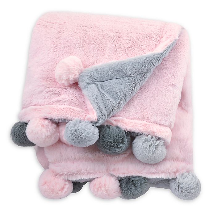 Just Born® Pom-Pom Plush Blanket in Pink