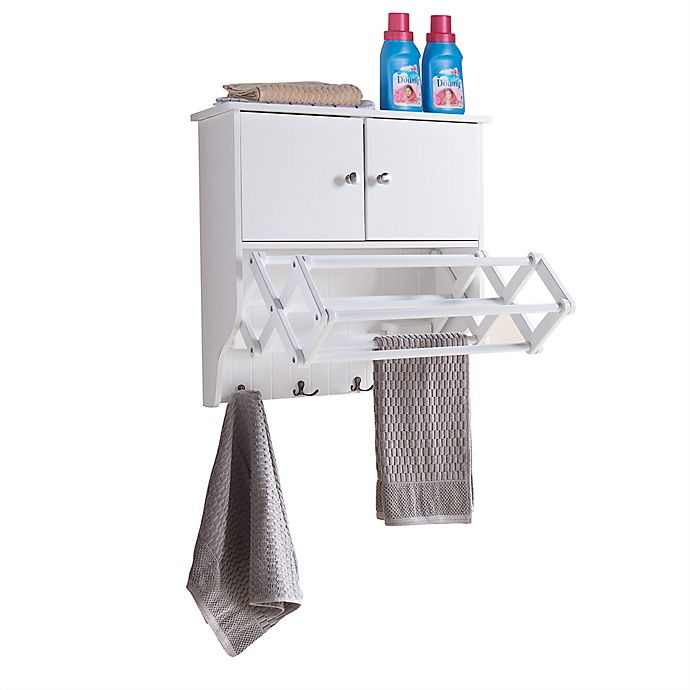 Danya B. Accordion Drying Rack with Cabinet in White