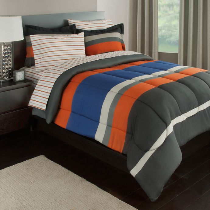 Home Classic 7 Pcs Bed Comforter Set Multi Color Rugby Stripe New 