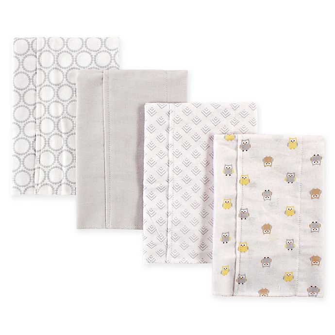 BabyVision® Luvable Friends® 4-Pack Layered Flannel Burp Cloths in Grey Owl