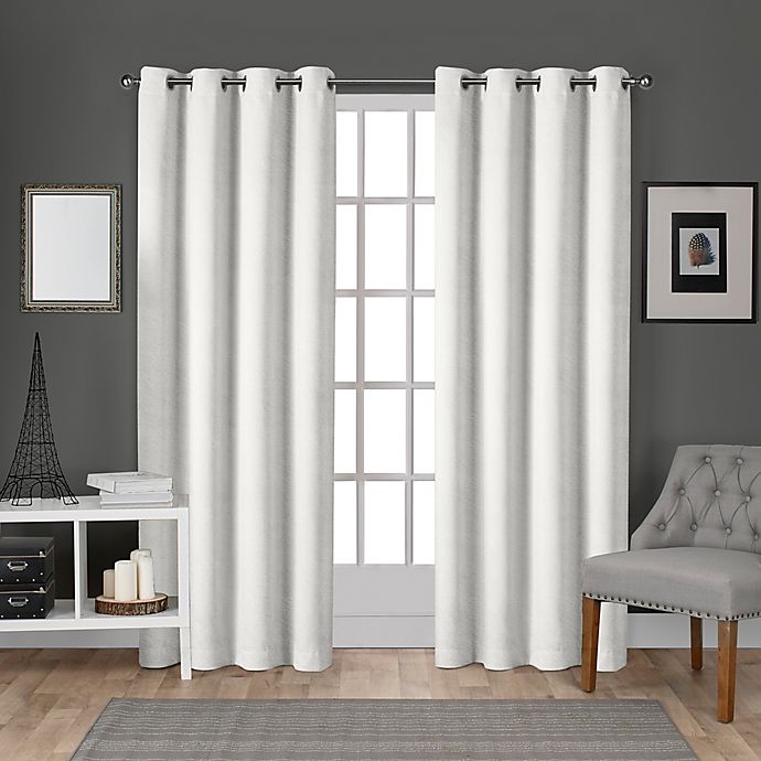 Velvet 108-Inch Grommet Top Window Curtain Panels in White (Set of 2)