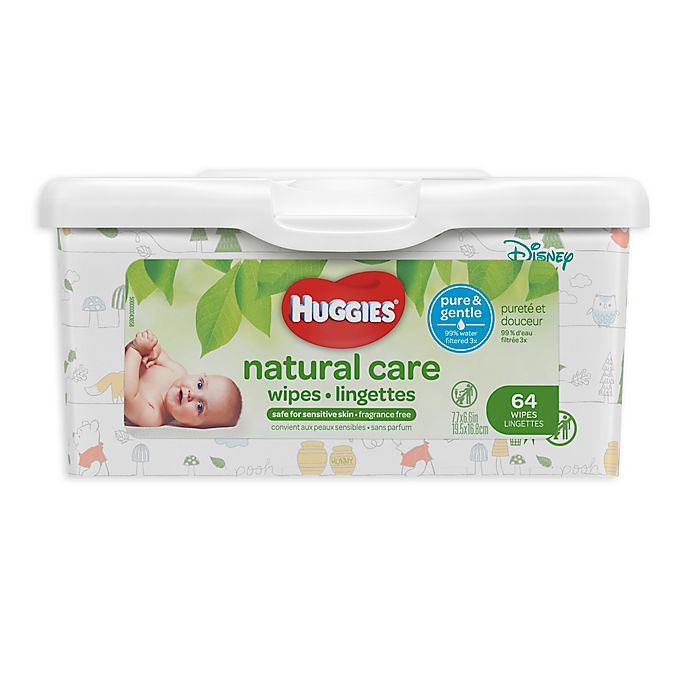 Pack of 3 Unscented 64 ea HUGGIES Natural Care Baby Wipes 