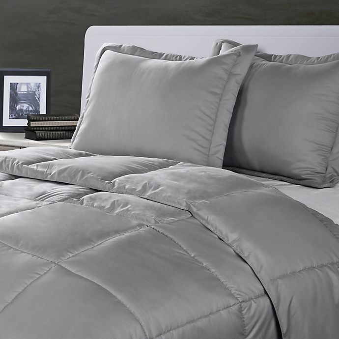 Clean Living Stain/Water Resistant 2-Piece Twin/Twin XL Comforter Set in Silver