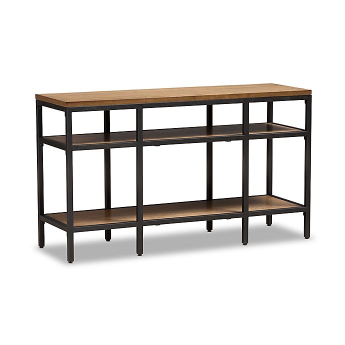 Baxton Studio Caribou Wood And Metal, Metal Wood Media Console Table