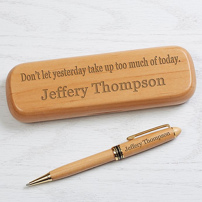 Personalised Engraved Ballpoint Pen Case Wooden Business Executive Birthday Gift 
