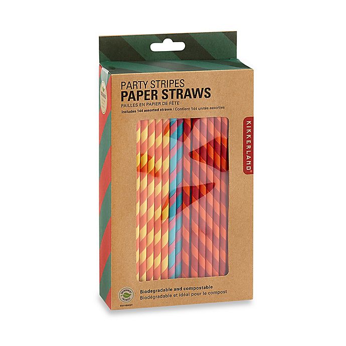 Kikkerland® Design 144-Pack Paper Straws in Multi Stripe