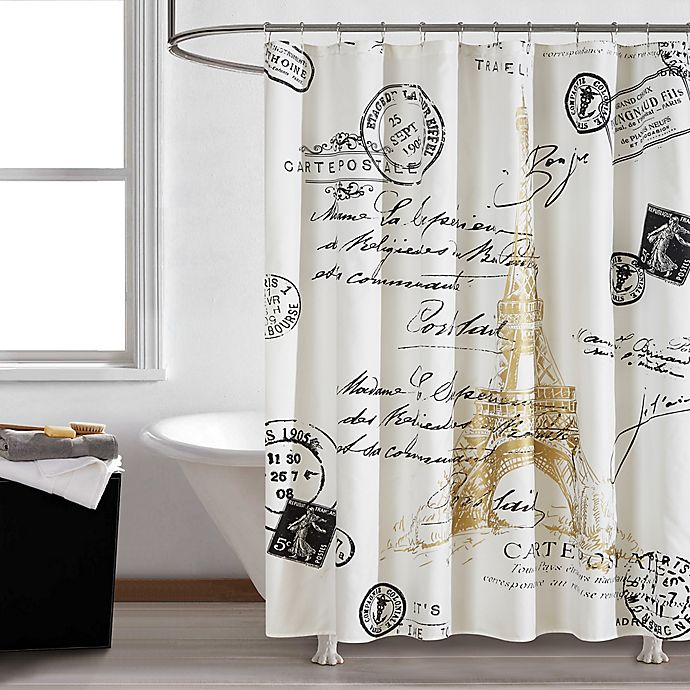 Paris Eiffel Tower Crown Bathroom Fabric Shower Curtain Waterproof 71inches Long 