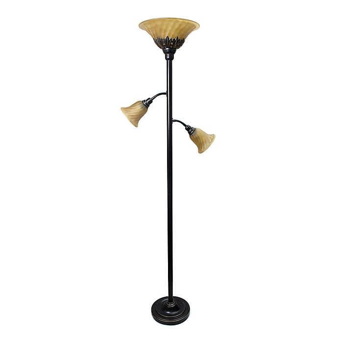 Elegant Designs 3 Light Floor Lamp, 3 Shade Standing Lamp