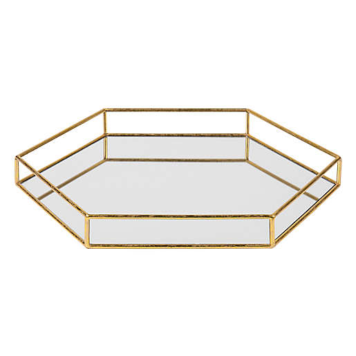 Shop Kate and Laurel Felicia Mirrored Tray in Gold from Bed Bath & Beyond on Openhaus