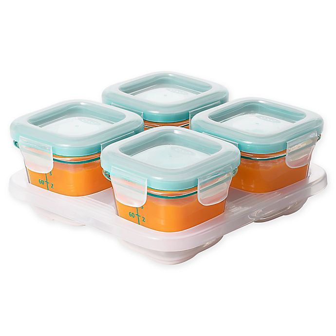 OXO Tot® 4 oz. Glass Baby Food Storage Blocks in Teal (Set of 4)