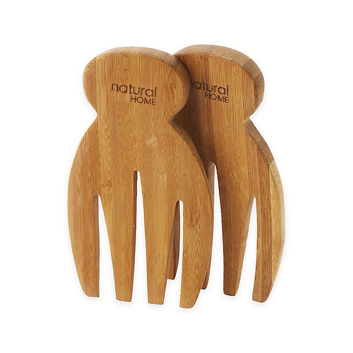 Details about   Set of 2 Kitchen Helper Natural Bamboo Salad Hands for Salad Mixing S-4564 