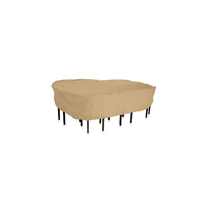 Classic Accessories Terrazzo Patio Rectangular/Oval Patio Table and Chairs Cover in Sand