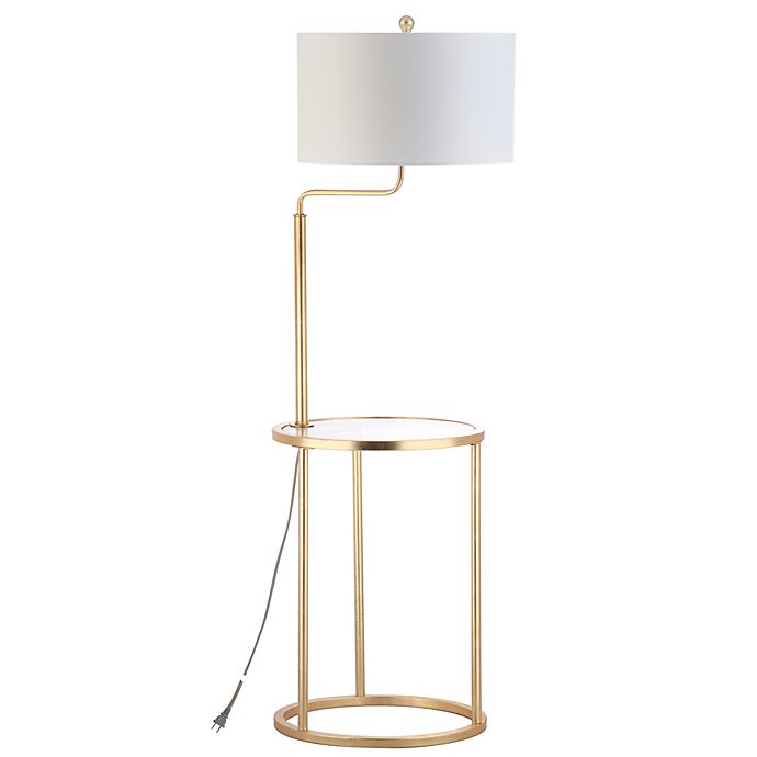 Safavieh Crispin 1-Light Floor Lamp Side Table in Gold