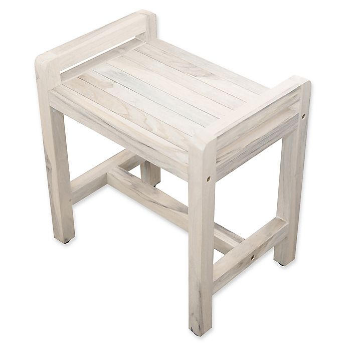 Coastal Vogue Classic Teak Stool with Lift Arms in Off White