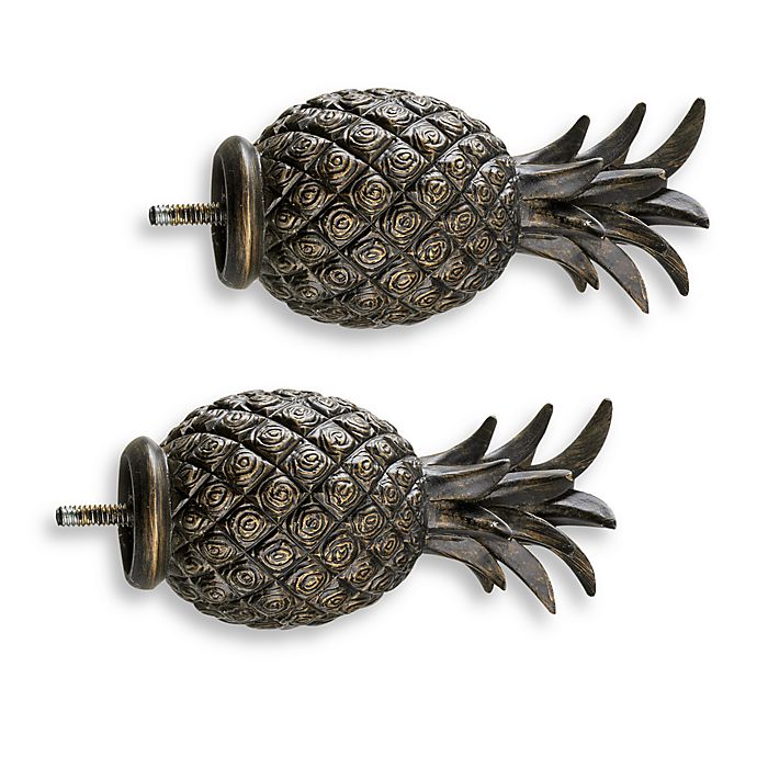 Cambria Complete Pineapple Finials In, Pineapple Curtain Pole Finials