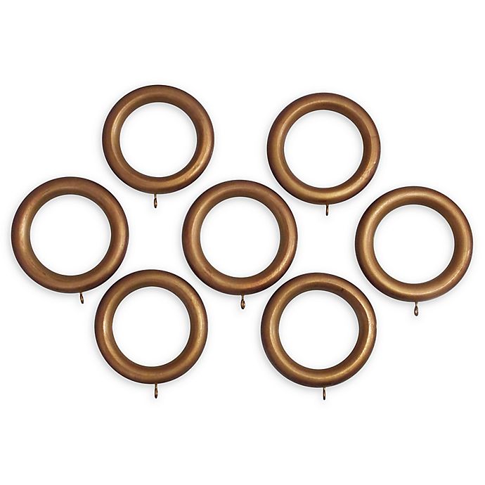 Classic Home Wood Window Curtain Rings in Gold (Set of 7)