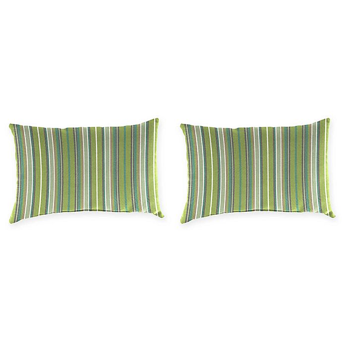 Sunbrella Striped Lumbar Pillow 20x10 Indoor/Outdoor Cushion multi colors 
