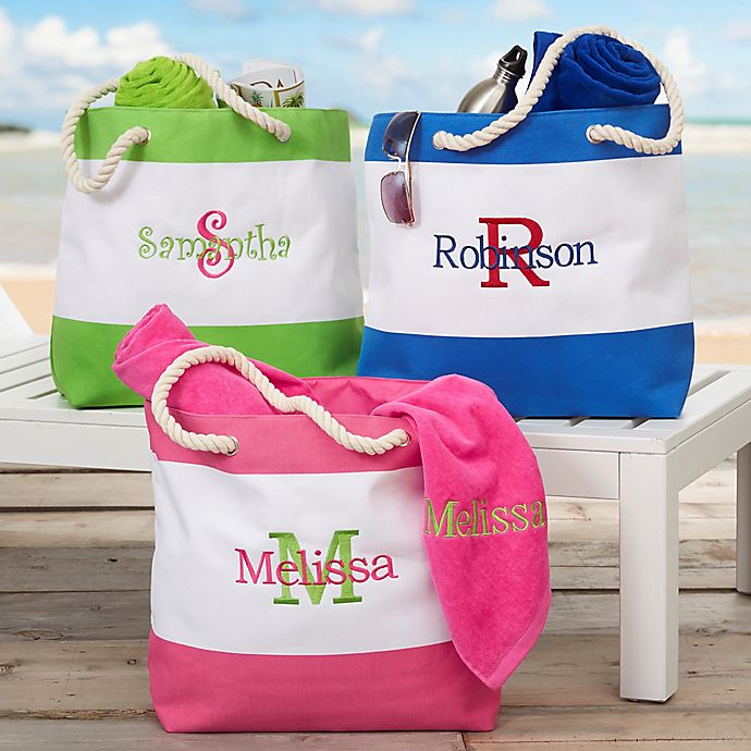 All About Me Embroidered Beach Tote