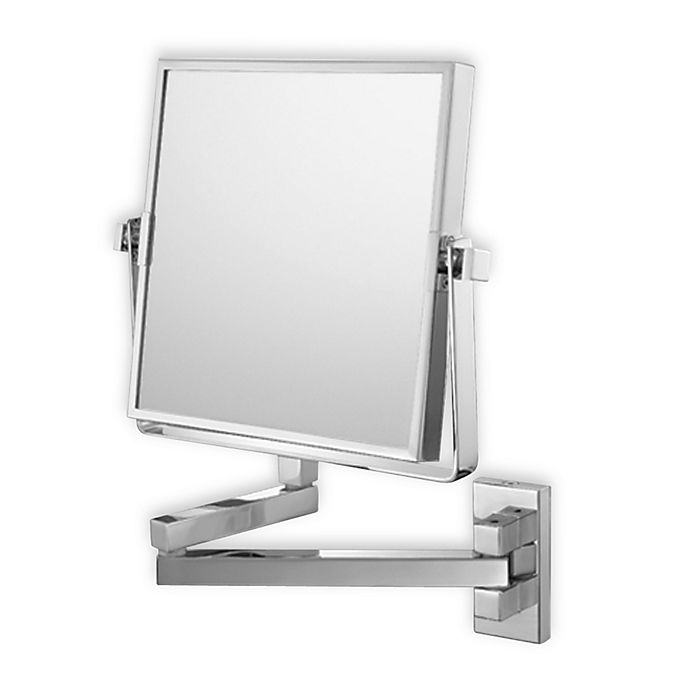 Mirror Image Square Double Arm 3x 1x, Wall Mounted Makeup Mirror Brushed Nickel
