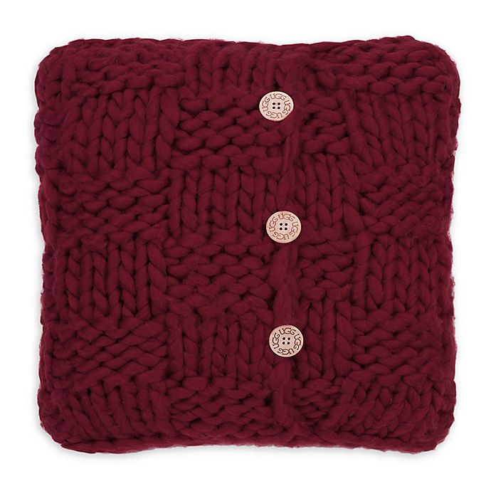 UGG® Layne Chunky Knit Button Throw Pillow in Redwood