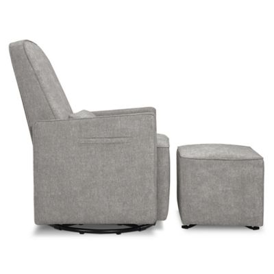 davinci sierra swivel glider in heathered cream with gliding ottoman