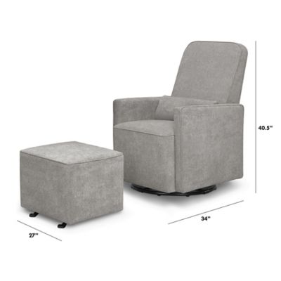 davinci sierra swivel glider in heathered cream with gliding ottoman