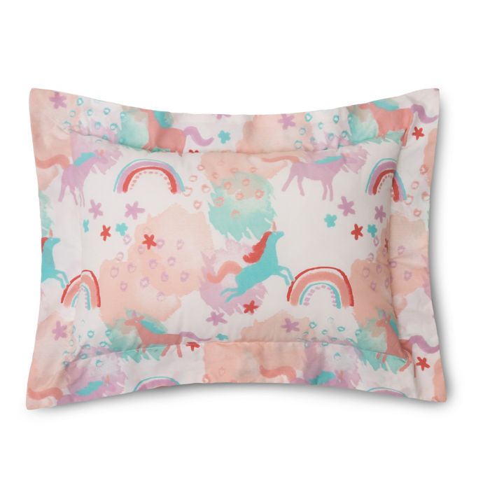 Lullaby Bedding Unicorn Boudoir Pillow in Peach/Red Bed Bath & Beyond