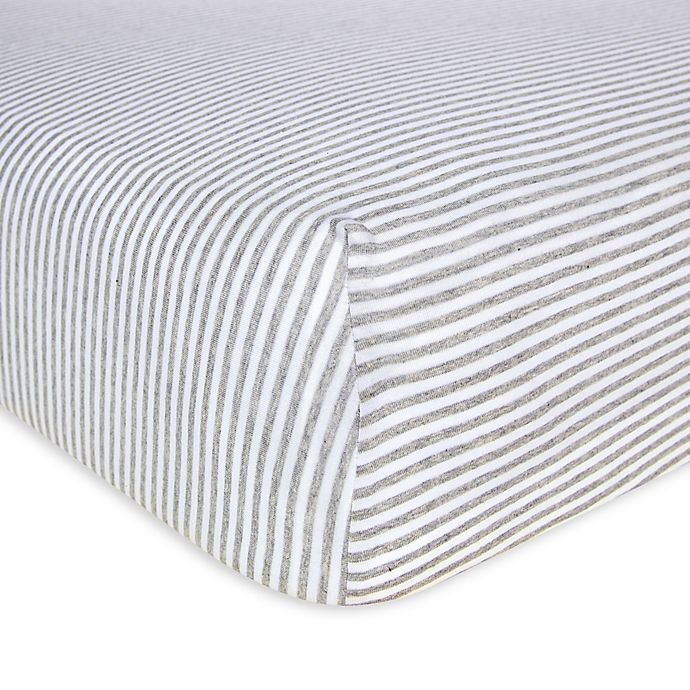 Burt's Bees Baby® Bee Essentials Stripe Organic Cotton Fitted Crib Sheet in Grey