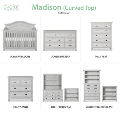 evolur madison 5 in 1 curved top convertible crib
