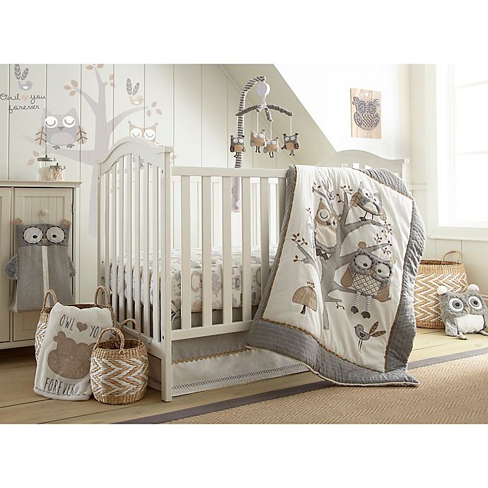 Levtex Baby Night Owl Crib Bedding Collection in Grey/Taupe