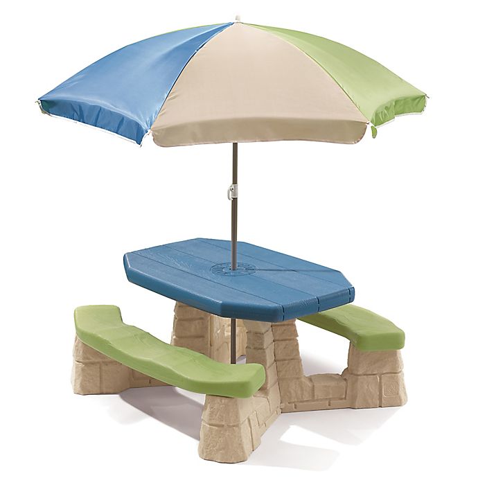 Step2® Naturally Playful Picnic Table with Umbrella in Blue