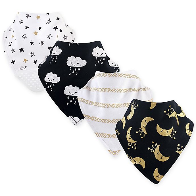 Yoga Sprout 4-Pack Moon Bandana Bib With Teether in Yellow