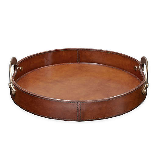 Madison Park Signature Camryn Round, Round Leather Tray Table