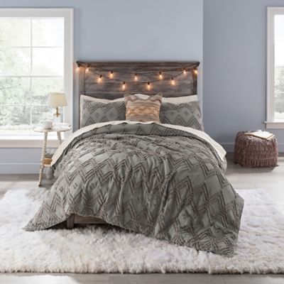 Buy Anthology™ Chevron Tufted Queen Comforter Set in Grey