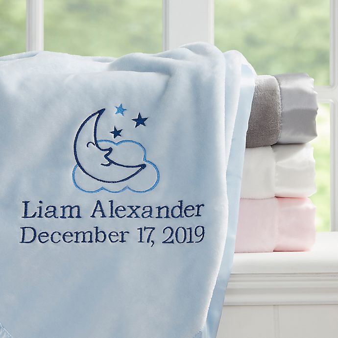 Embroidered Monogrammed Baby Blanket Stroller Soft Colors for girl or boy 