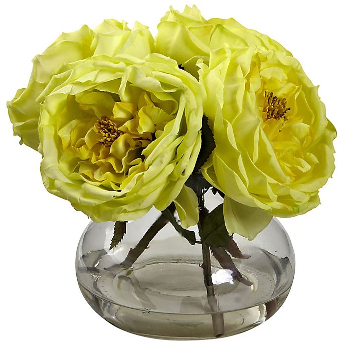 Nearly Natural 8-Inch Fancy Rose Artificial Arrangement with Glass Vase