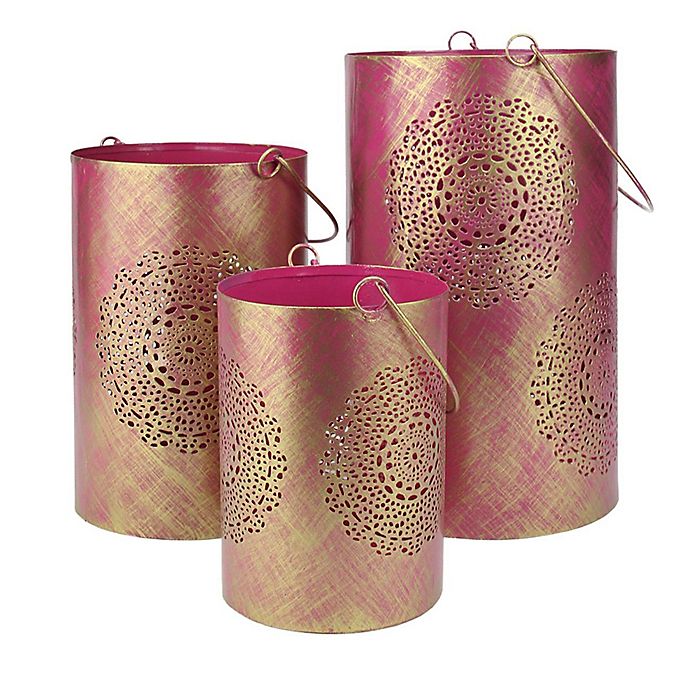 Northlight Seasonal Decorative Floral Cut-out Pillar Candle Lanterns (Set of 3)