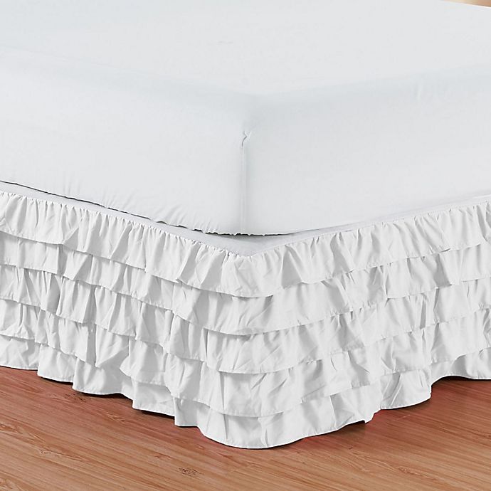 Elegant Comfort Multi-Ruffle Twin Bed Skirt in White