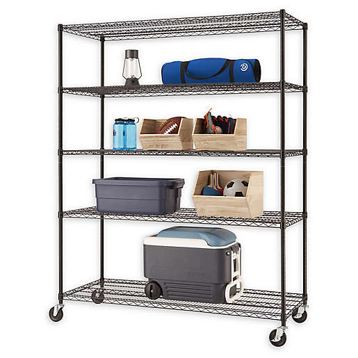 Trinity Wire Shelving Rack With Wheels, 5 Tier Steel Wire Shelving With Wheels